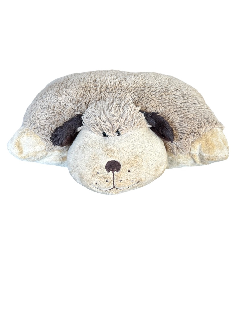 Y2K Pillow Pets Dog Plush Folding Pillow Pet Tan Brown 2010 Stuffed Animal